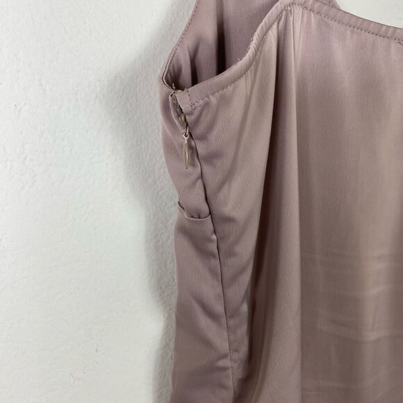 Garage Taupe Grey Satin Tie Front Slitted Spaghetti Strap Mini Slip Dress Size M - Picture 7 of 7